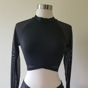 Reebok Long Sleeve Mesh Cropped Top